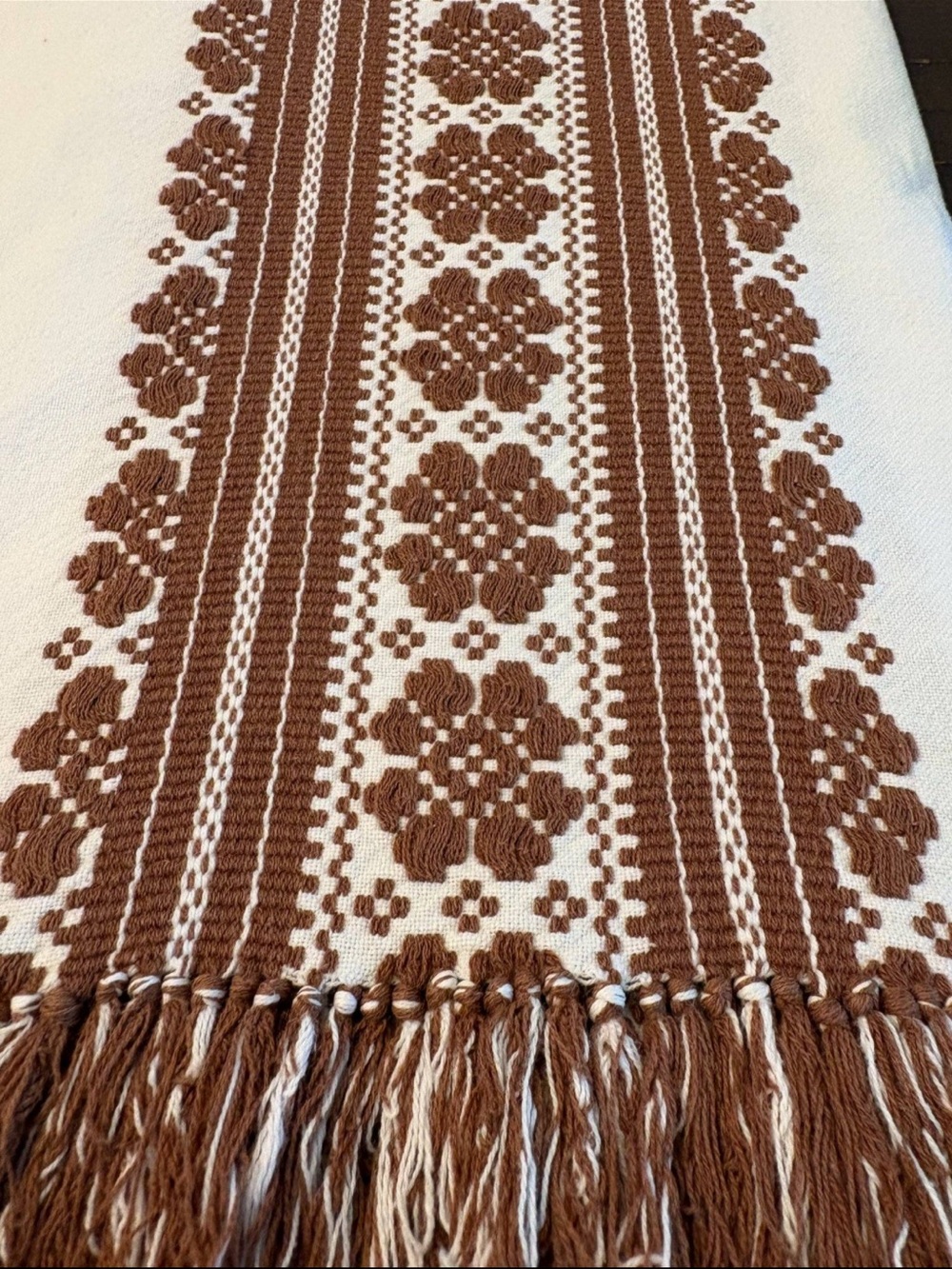 Brown and Cream Woven Runner